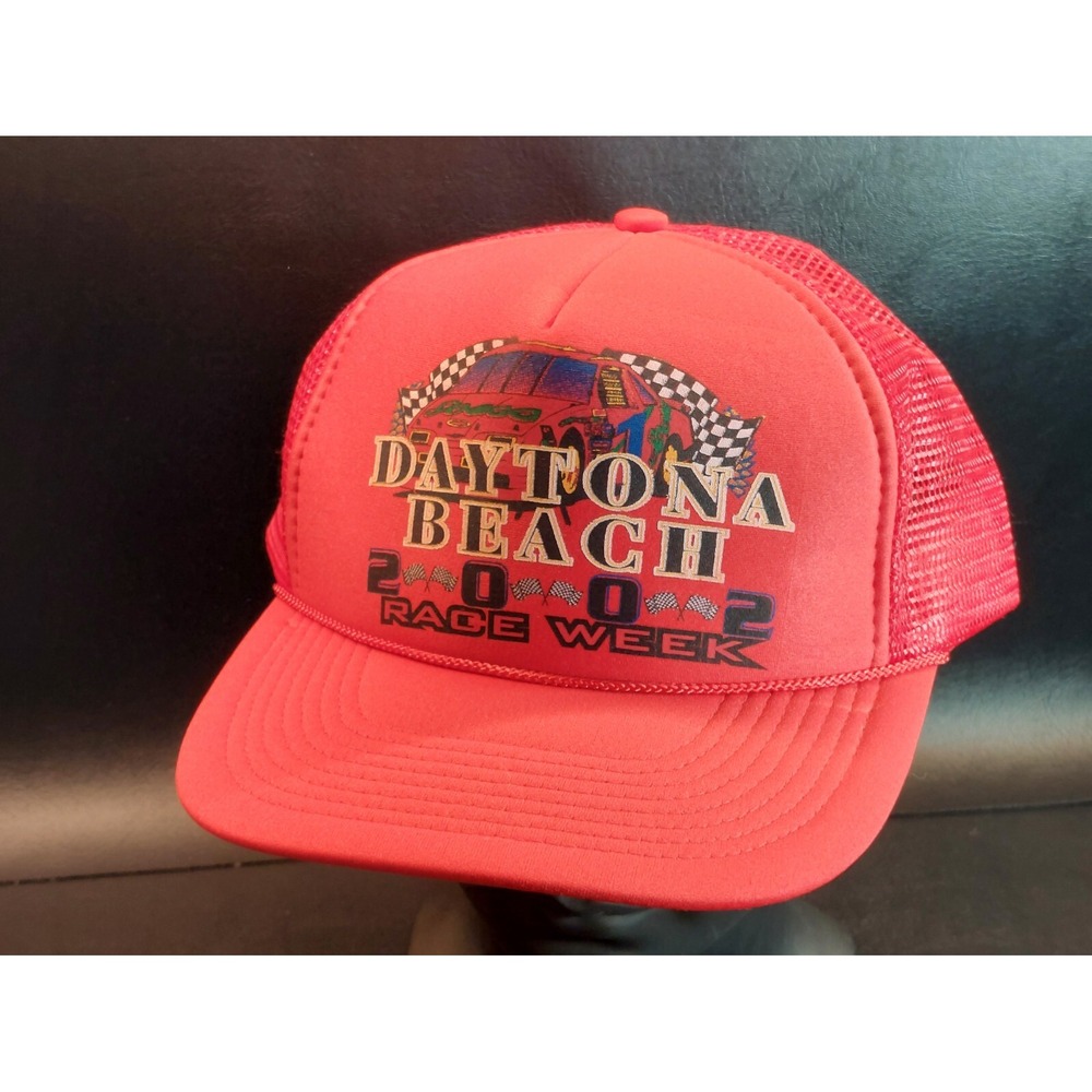 Vintage Daytona Beach Race Week 2002 Cord Snapback Baseball Trucker Cap Hat